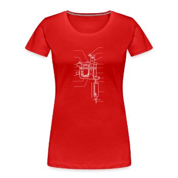 Tattoo Motiv - Tattoo Machine - Tätowiert Tinte Ku - Frauen Premium Bio T-Shirt - Rot - Vorne - Mia (176cm)