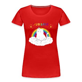 Cadeau Gay Pride Gay LGBT Rainbow Lesbiennes - T-shirt bio Premium Femme - rouge - Devant - Mia (176cm)