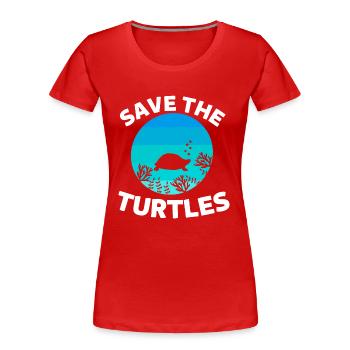 Sea Animal Retro Ocean Animal Save the Turtles - Women's Premium Organic T-Shirt - red - Front - Mia (176cm)