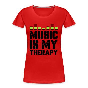 music is my therapy - Frauen Premium Bio T-Shirt - Rot - Vorne - Mia (176cm)