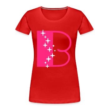 Lettre B Paillettes - T-shirt bio Premium Femme - rouge - Devant - Mia (176cm)