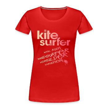Kitesurfer vs Windsurfer - Frauen Premium Bio T-Shirt - Rot - Vorne - Mia (176cm)