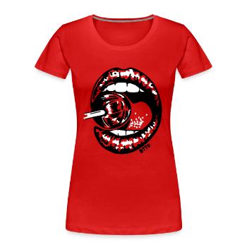 LIPS - lollypop - Frauen Premium Bio T-Shirt - Rot - Vorne - Mia (176cm)