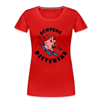 pistensau_02_e_3c - Women's Premium Organic T-Shirt - red - Front - Mia (176cm)