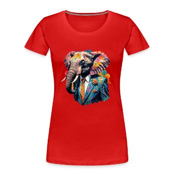 Elefant im Anzug - Frauen Premium Bio T-Shirt - Rot - Vorne - Mia (176cm)