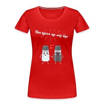 Salz und Pfefferstreuer Paar Geschenk für Köche - Frauen Premium Bio T-Shirt - Rot - Vorne - Mia (176cm)