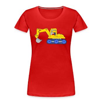 Backhoe Loader - Women's Premium Organic T-Shirt - red - Front - Mia (176cm)
