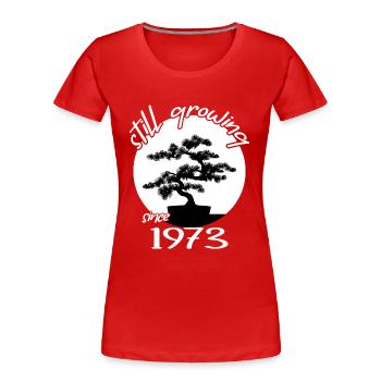 1973 geburtstag bonsai-baum "still growing" nebari - Frauen Premium Bio T-Shirt - Rot - Vorne - Mia (176cm)