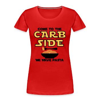 carbs.ai - Women's Premium Organic T-Shirt - red - Front - Mia (176cm)