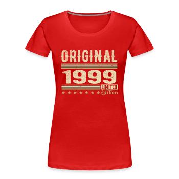 Original 1999 - Cadeau D’anniversaire Rétro 1999 - T-shirt bio Premium Femme - rouge - Devant - Mia (176cm)