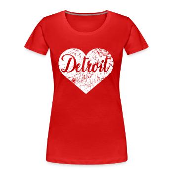 Detroit Herz - Frauen Premium Bio T-Shirt - Rot - Vorne - Mia (176cm)
