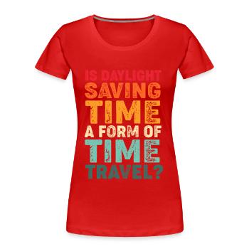 Zeitreise - Frauen Premium Bio T-Shirt - Rot - Vorne - Mia (176cm)