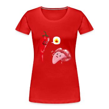 Chili & Zunge - Frauen Premium Bio T-Shirt - Rot - Vorne - Mia (176cm)