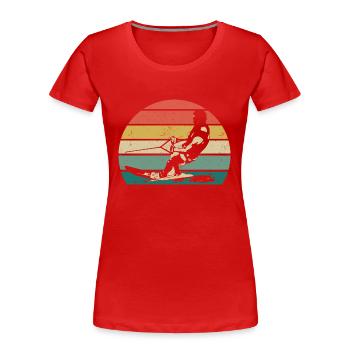Wakeboarden Herzschlag Wakeboard Wakeboarder - Frauen Premium Bio T-Shirt - Rot - Vorne - Mia (176cm)