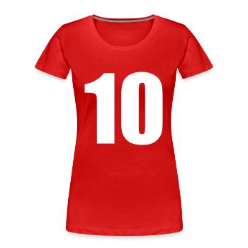 10 - T-shirt bio Premium Femme - rouge - Devant - Mia (176cm)