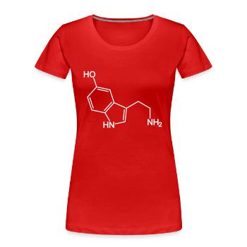 Serotonin Molekül - Frauen Premium Bio T-Shirt - Rot - Vorne - Mia (176cm)