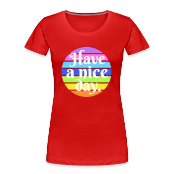 Bonne journée - T-shirt bio Premium Femme - rouge - Devant - Mia (176cm)