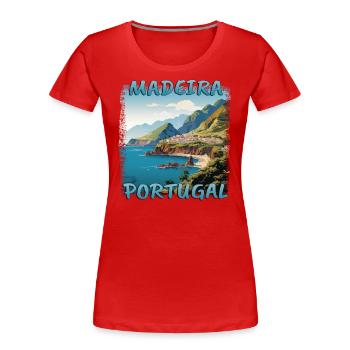 Portugal Madère Island Sunset Comic - T-shirt bio Premium Femme - rouge - Devant - Mia (176cm)