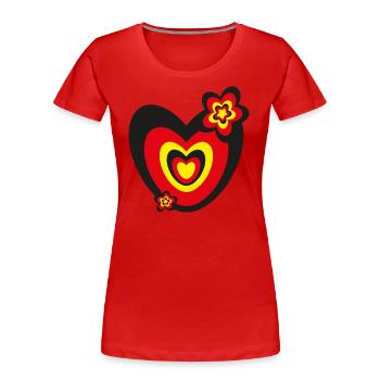 Deutschlandfarben mit viel Herz und Blumen. - Frauen Premium Bio T-Shirt - Rot - Vorne - Mia (176cm)