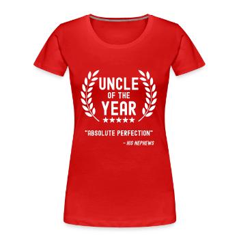 Onkel des Jahres Lustiges Geschenk von Neffen - Frauen Premium Bio T-Shirt - Rot - Vorne - Mia (176cm)