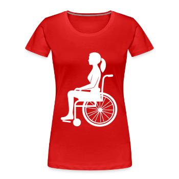 Dame en fauteuil roulant - T-shirt bio Premium Femme - rouge - Devant - Mia (176cm)