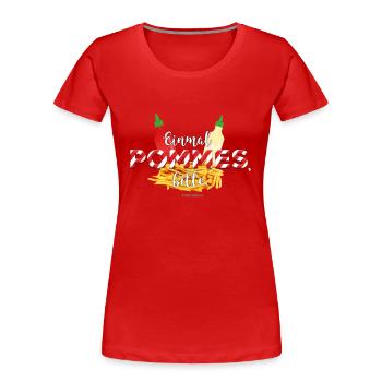 Pommes Schranke T-Shirt Design - Frauen Premium Bio T-Shirt - Rot - Vorne - Mia (176cm)