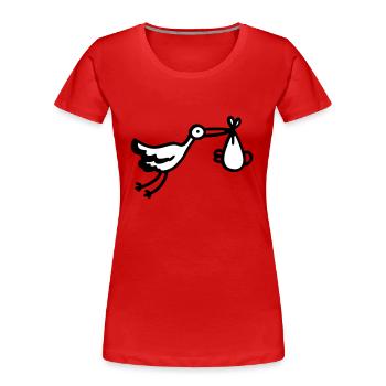 Storch + Baby - Frauen Premium Bio T-Shirt - Rot - Vorne - Mia (176cm)