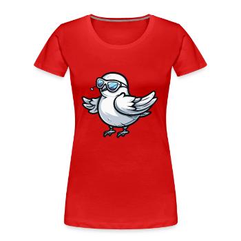 Colombe oiseau animal cool - T-shirt bio Premium Femme - rouge - Devant - Mia (176cm)