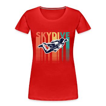 Fallschirmspringen Fallschirmsprung Retro Vintage - Frauen Premium Bio T-Shirt - Rot - Vorne - Mia (176cm)