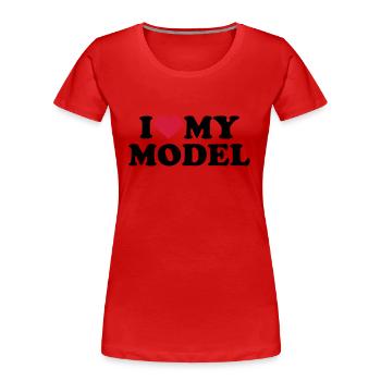 Model - T-shirt bio Premium Femme - rouge - Devant - Mia (176cm)