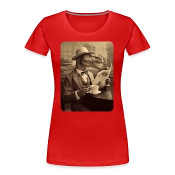 Robert reads the newspaper at breakfast - Women's Premium Organic T-Shirt - red - Front - Mia (176cm)