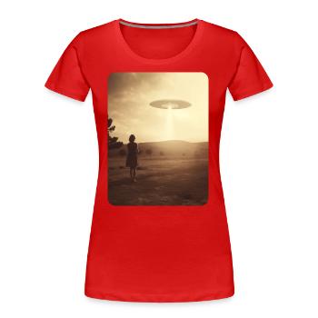 Believe - Women's Premium Organic T-Shirt - red - Front - Mia (176cm)