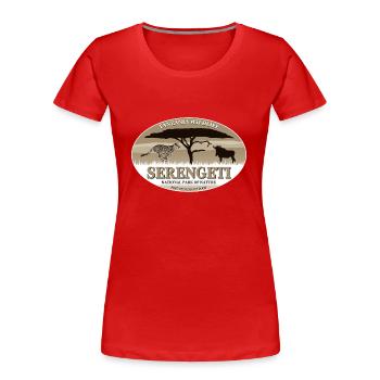 Serengeti - Gepard & Gnu Safari - Frauen Premium Bio T-Shirt - Rot - Vorne - Mia (176cm)