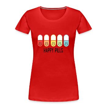 Happy Pills - Frauen Premium Bio T-Shirt - Rot - Vorne - Mia (176cm)