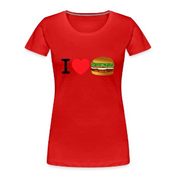 J'adore les hamburgers - T-shirt bio Premium Femme - rouge - Devant - Mia (176cm)