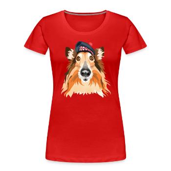 colley écossais - T-shirt bio Premium Femme - rouge - Devant - Mia (176cm)