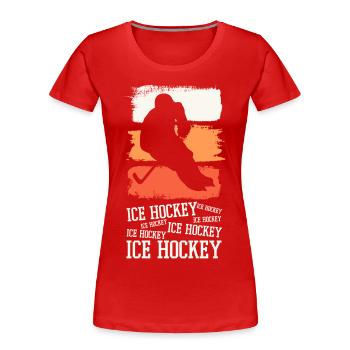 Ice Hockey Hockey Player Vintage Retro - Women's Premium Organic T-Shirt - red - Front - Mia (176cm)