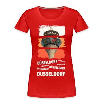 Düsseldorf Allemagne City Skyline Vintage Retro - T-shirt bio Premium Femme - rouge - Devant - Mia (176cm)