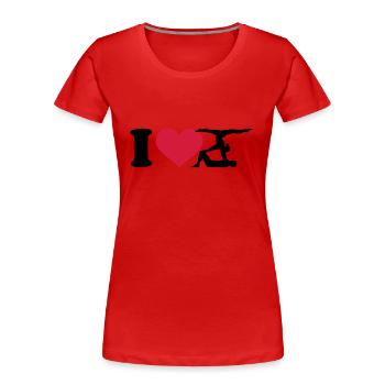 I love Acrobatie - T-shirt bio Premium Femme - rouge - Devant - Mia (176cm)