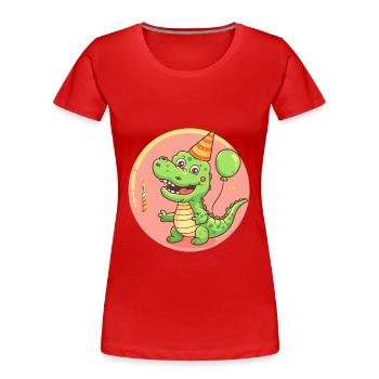 Bébé d’anniversaire d’alligator - T-shirt bio Premium Femme - rouge - Devant - Mia (176cm)