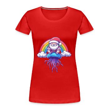 Qualle Weihnachtsmann Regenbogen - Frauen Premium Bio T-Shirt - Rot - Vorne - Mia (176cm)