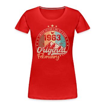 Legends born in February 1963 Gift 61 years - Women's Premium Organic T-Shirt - red - Front - Mia (176cm)