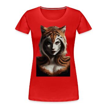 Wilder Dschungel Tiger Geist Fantasy Kunstwerk - Frauen Premium Bio T-Shirt - Rot - Vorne - Mia (176cm)