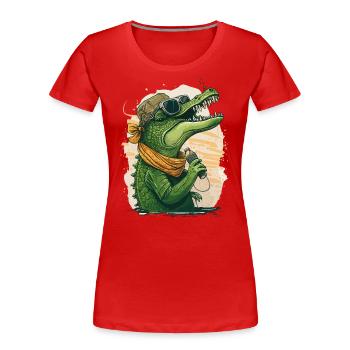 Croc Harmoniciste - T-shirt bio Premium Femme - rouge - Devant - Mia (176cm)
