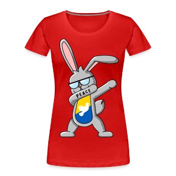 Rabbit dances DAB for peace in Ukraine - Women's Premium Organic T-Shirt - red - Front - Mia (176cm)
