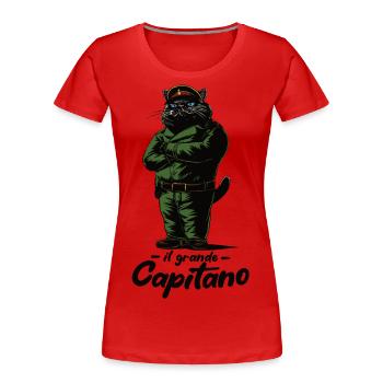Mr Catnip - il grande Catpitano - T-shirt bio Premium Femme - rouge - Devant - Mia (176cm)