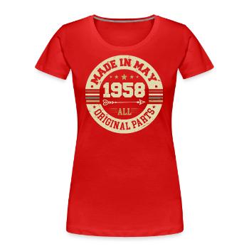 Mai 1958 Anniversaire Mai 1958 Anniversaire Mai 1958 - T-shirt bio Premium Femme - rouge - Devant - Mia (176cm)