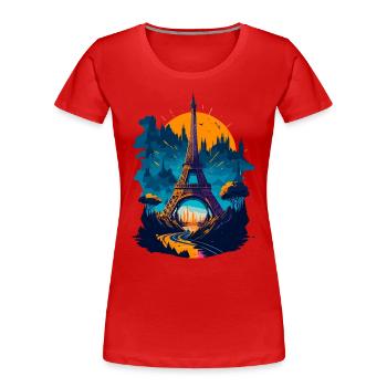 Abstrakter Turm von Paris - Frauen Premium Bio T-Shirt - Rot - Vorne - Mia (176cm)
