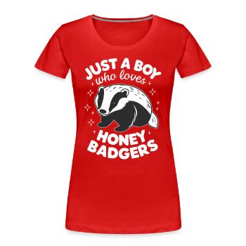 Blaireau Miel Blaireau Animal - T-shirt bio Premium Femme - rouge - Devant - Mia (176cm)