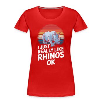 Nashorn Rhinozeros - Frauen Premium Bio T-Shirt - Rot - Vorne - Mia (176cm)